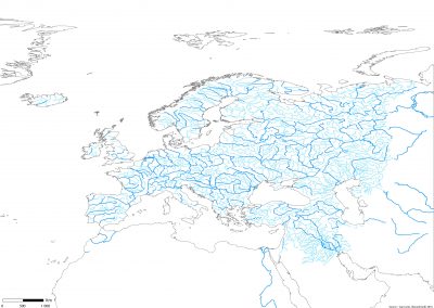 cartographie fond de carte gratuit vierge europe fleuves et rivières couleur