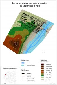 cartographie carte analyse spatiale étude risques inondation quartier La Défense Paris