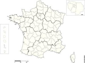 fond de carte France avec régions et départements