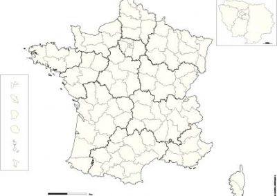 fond de carte France avec régions et départements