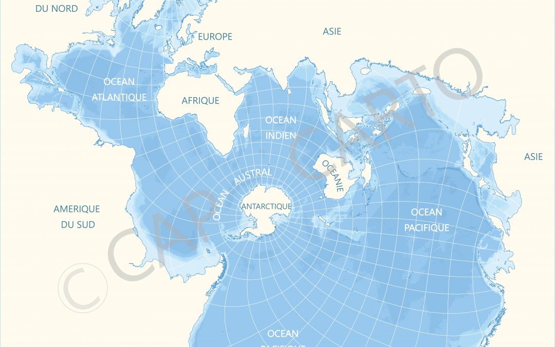 Carte des Océans – Projection Spilhaus