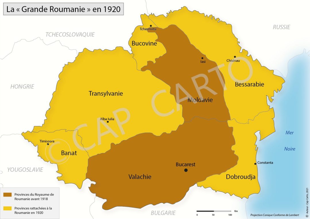 Carte de la Grande Roumanie en 1920