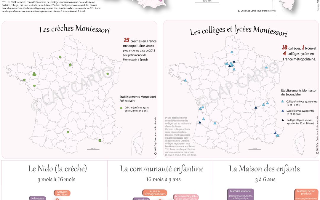 Les établissements Montessori en France métropolitaine