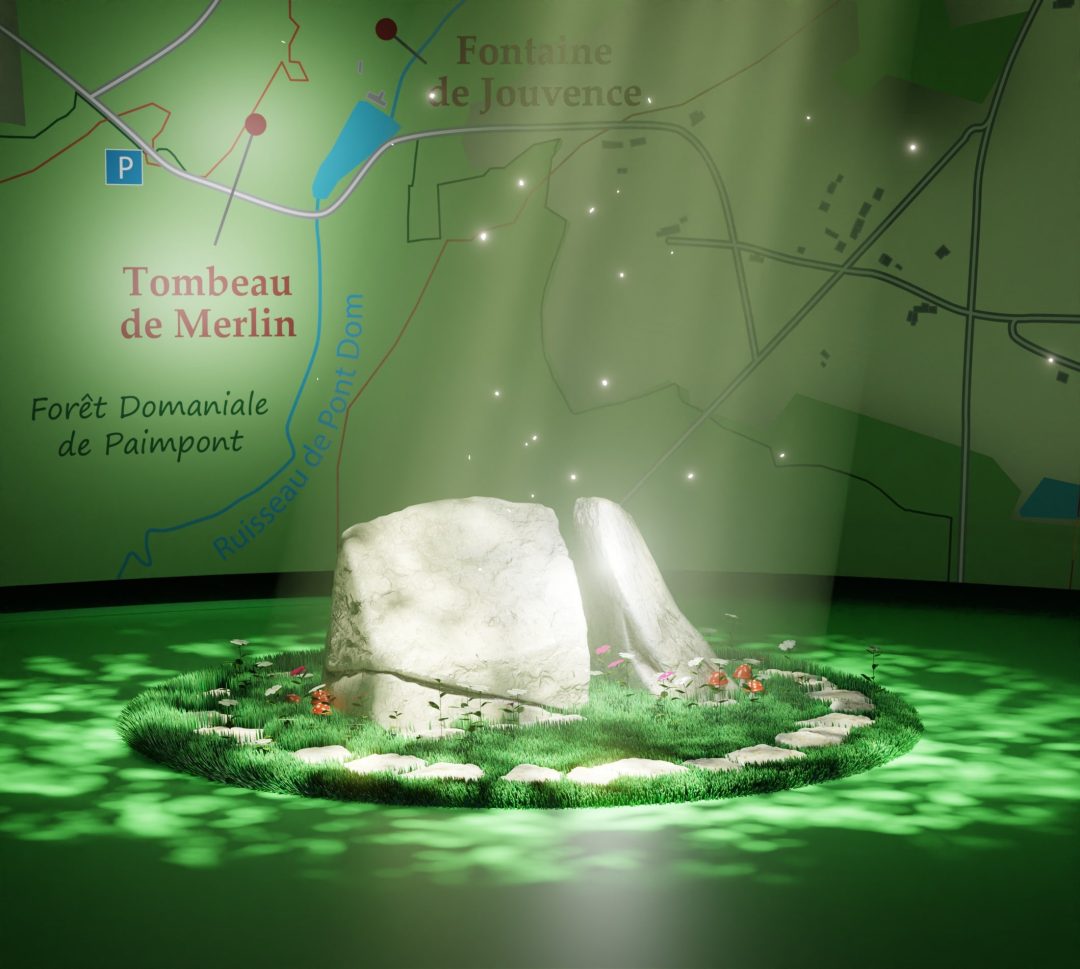 carte pictographie 3D tombeau Merlin Brocéliande carte touristique cap carto musée