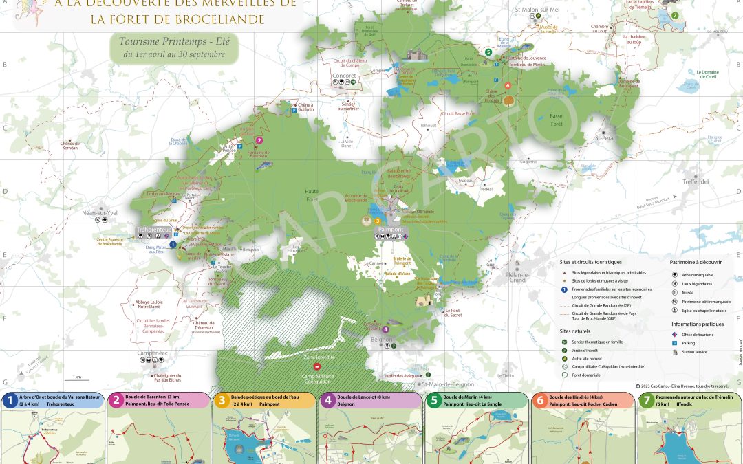 Carte touristique de la forêt de Brocéliande